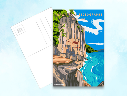 Lake Superior, Agawa Rock Pictographs - Postcard